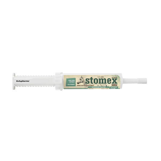 BotuMix Stomex,"White oral paste syringe with labeled barrel"
