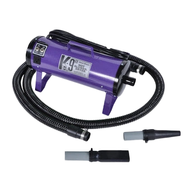 K-9 II Dog Dryer With FREE Water Peeler,"Purple dog dryer with flexible hose and two nozzle attachments"