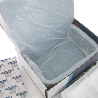 EquiSaver Cooled Semen Shipper,"Open insulated shipping box with plastic liner and ice packs"