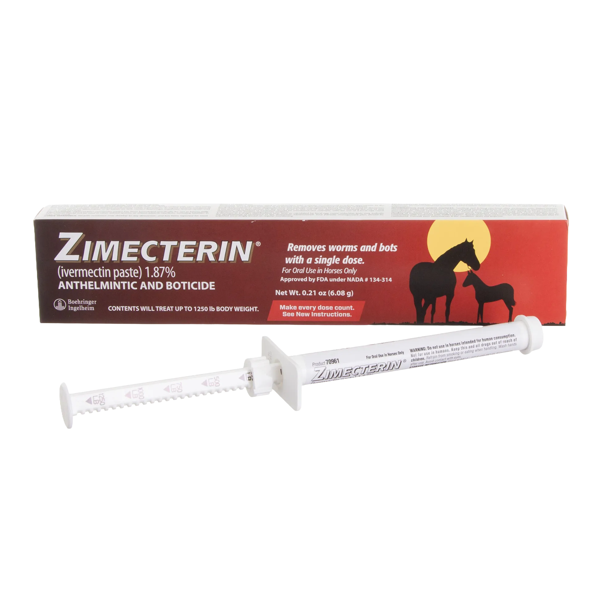 ZIMECTERIN®,"Oral paste syringe with plunger insert and box packaging"