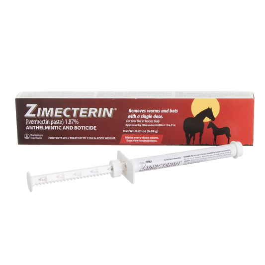 ZIMECTERIN®,"Oral paste syringe with plunger insert and box packaging"