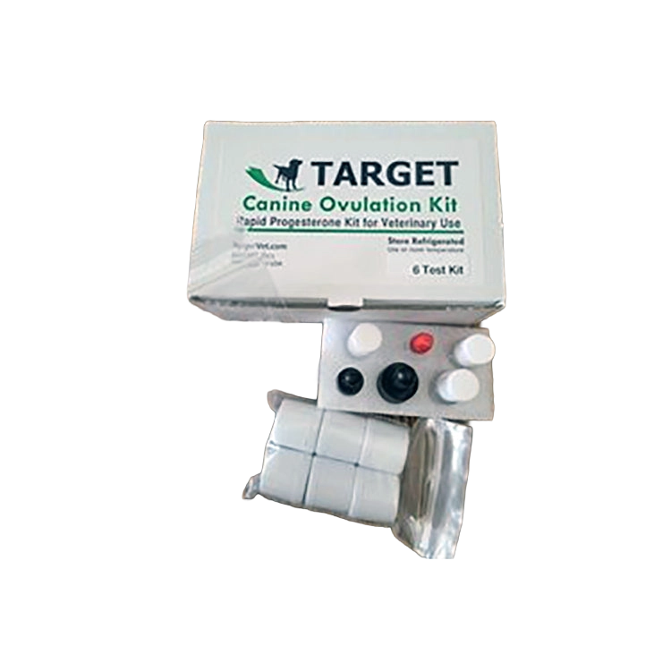 Target Canine Ovulation Test Kit,"Box with reagent bottles, dropper tray, and wrapped test components"