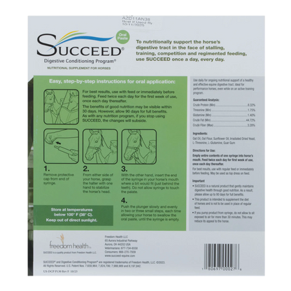 SUCCEED® DCP,"Back label with oral paste directions and horse illustrations"