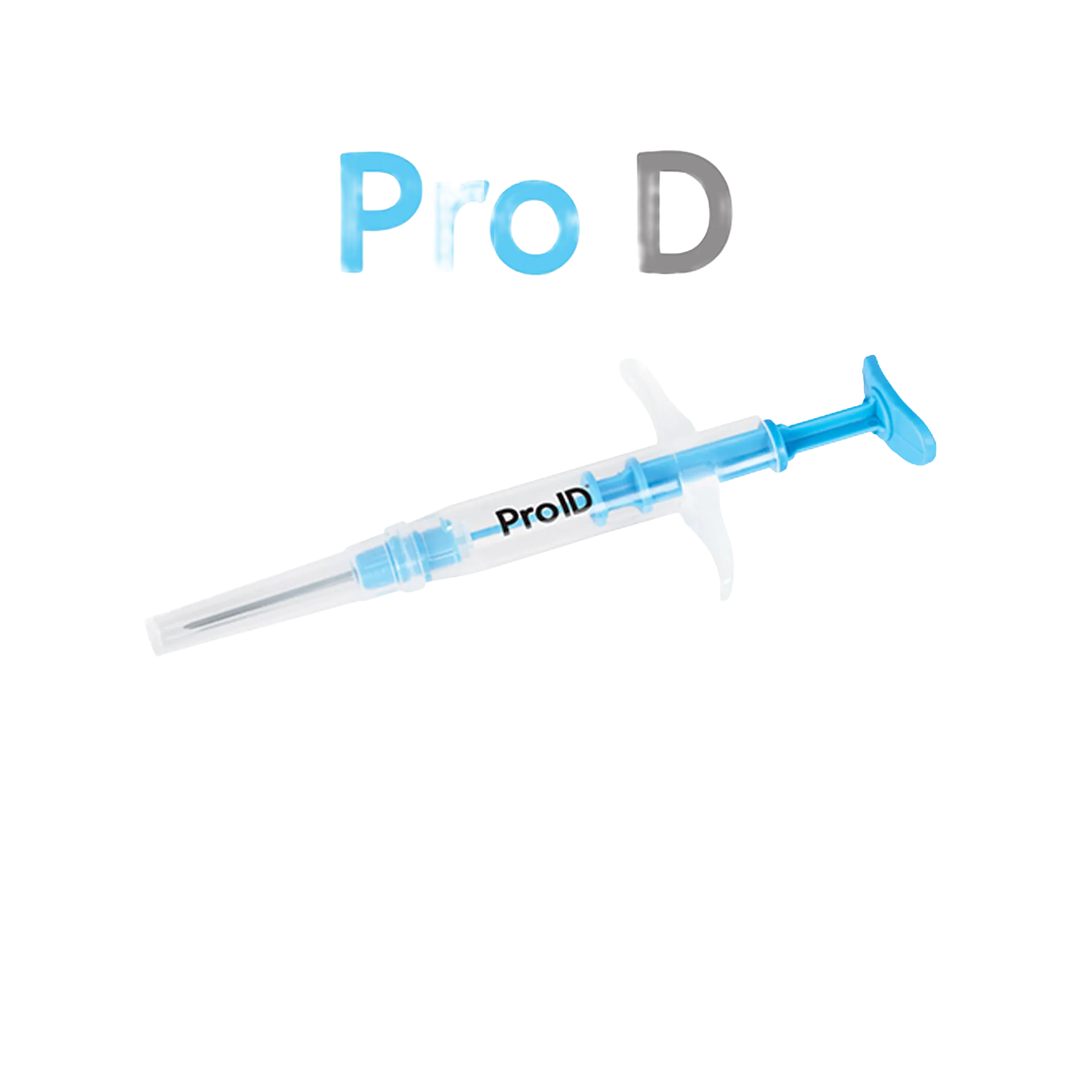 ProID® ISO Microchips,"Clear injector syringe with blue plunger and needle"