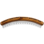 Aaronco 7"" HoneyCurve Staggered Pins Comb Wood Handle","Curved wooden pet comb with staggered metal pins"