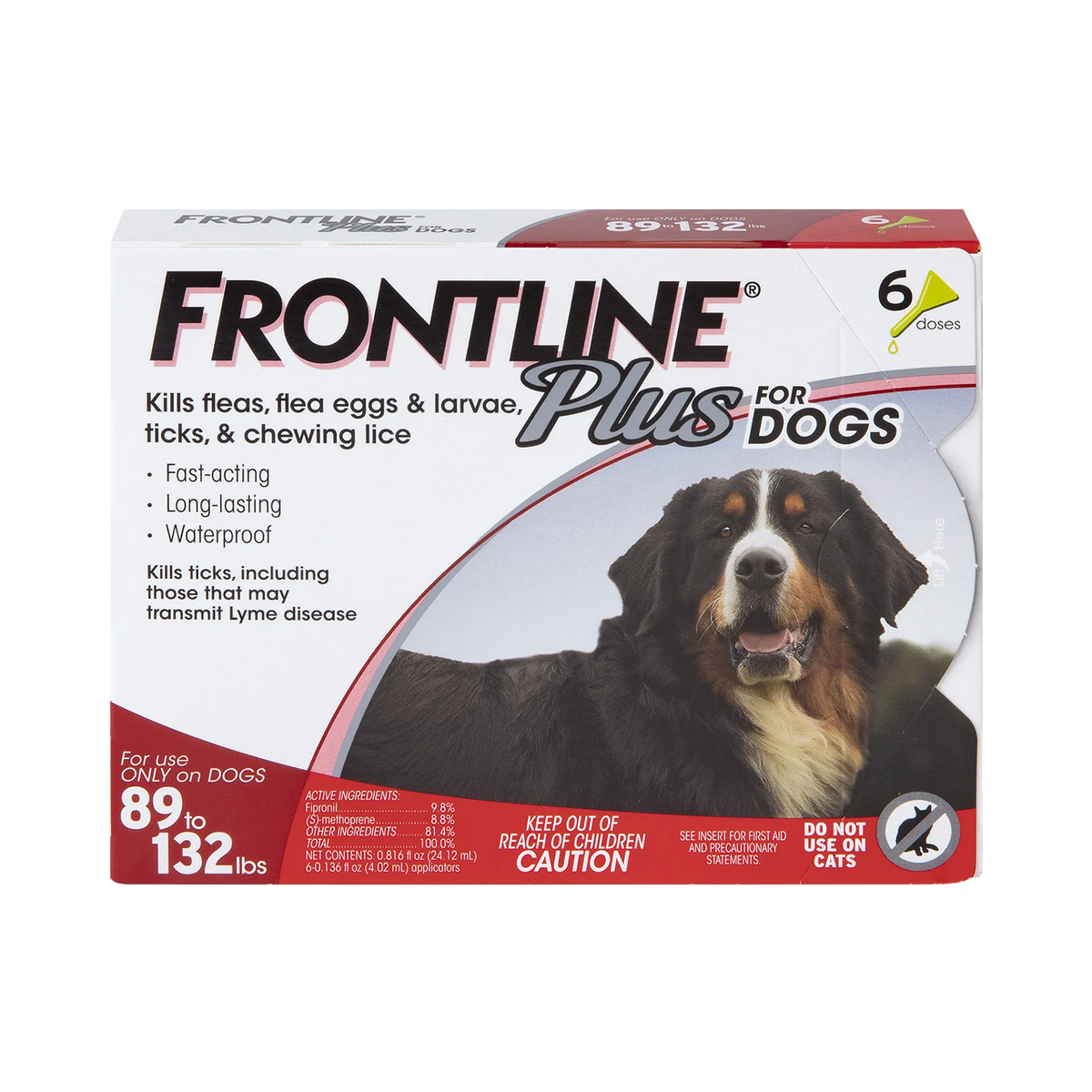 Frontline® Plus for Dogs,"Front of six-dose dog treatment box with large dog photo"