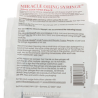 Miracle Nipple O-ring Syringe,"Back of syringe package with instructions and barcode"