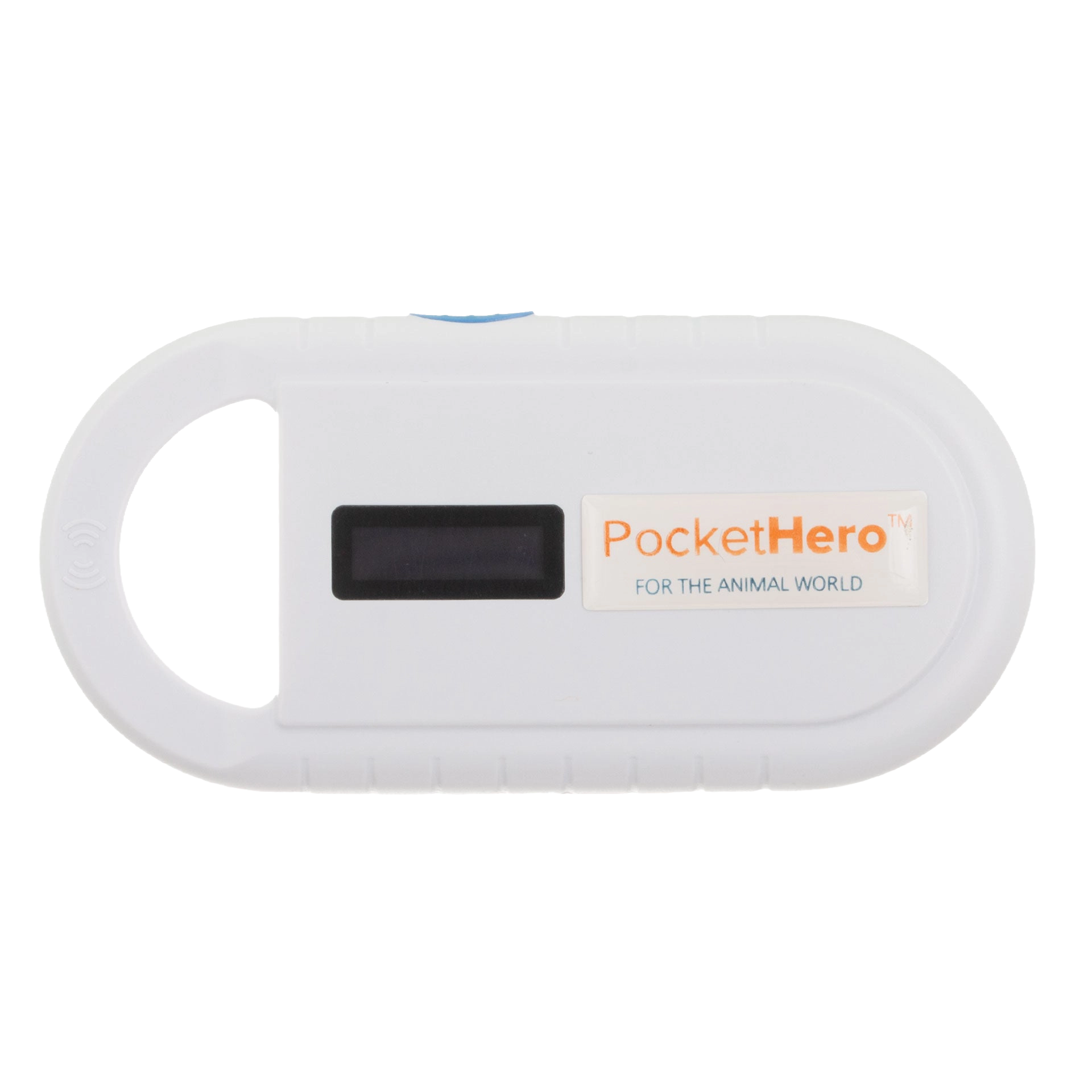 Pocket Hero™ ISO Microchip Scanner,"White handheld microchip scanner with display screen"