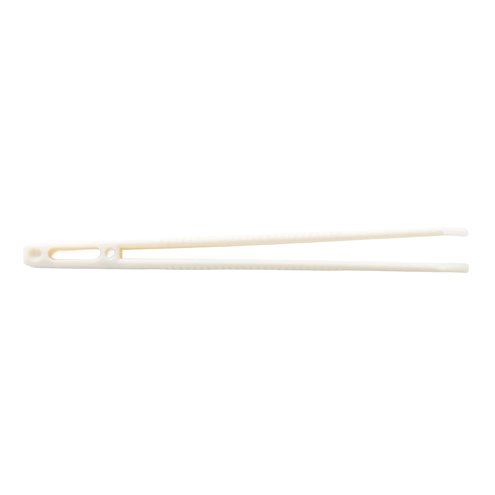 Polyester Straw Tweezer,"Beige plastic tweezer shown closed in side view"