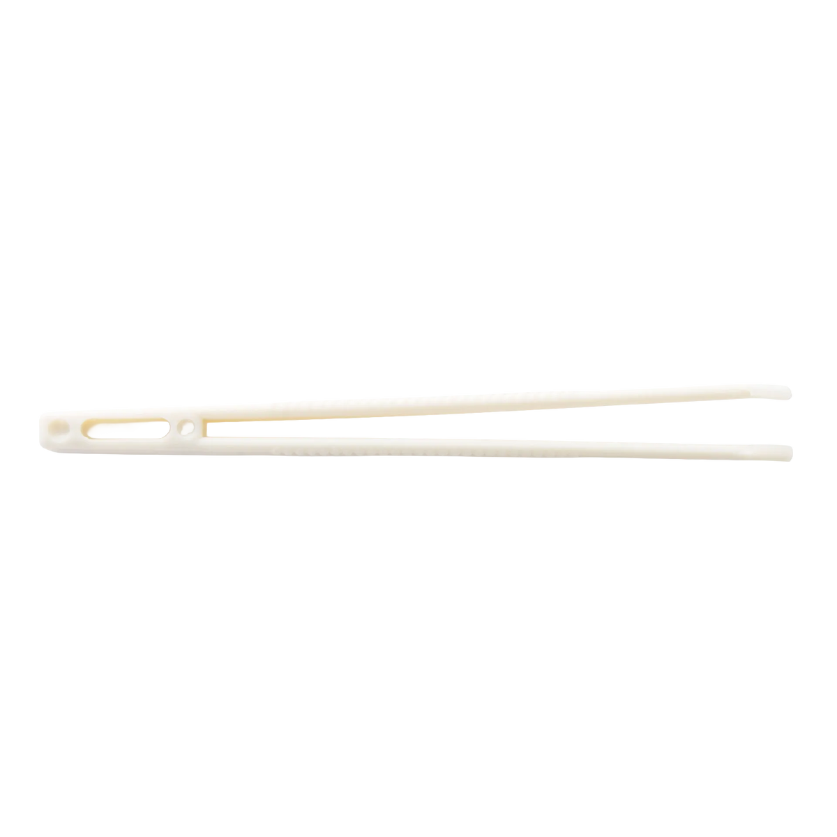 Polyester Straw Tweezer,"Beige plastic tweezer shown closed in side view"