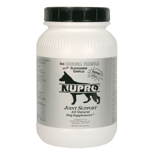 Nupro® Joint & Immunity Support,"White supplement jar with black lid and dog silhouette label"