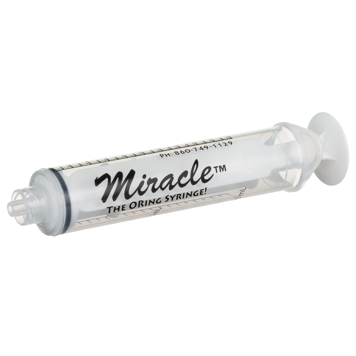 Miracle Nipple O-ring Syringe,"Clear syringe with black O-ring and plunger"