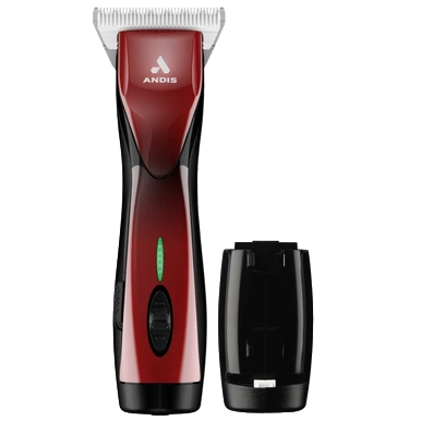 Pulse ZR II Red Clipper #30W by Andis,"Red clipper with silver blade and black charging stand"