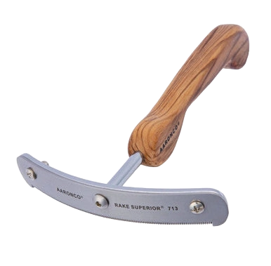 Aaronco Rake Superior Micro Deshedder,"Wood-handled metal deshedding rake"