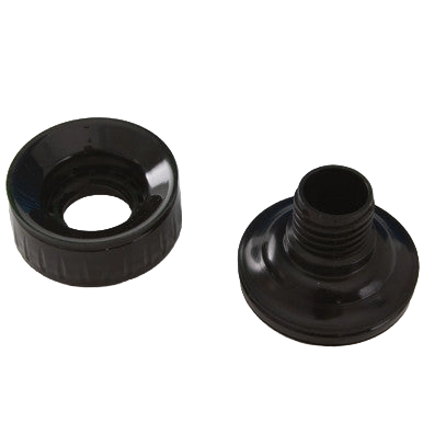 AV Blue Collection Bottle,"Black bottle cap and threaded insert"