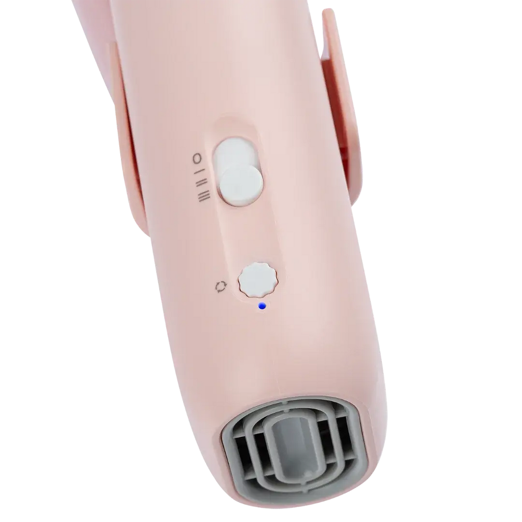 Mini Portable Neck Dryer by TZGroom,"Pink handheld dryer with control switch and front air vent"