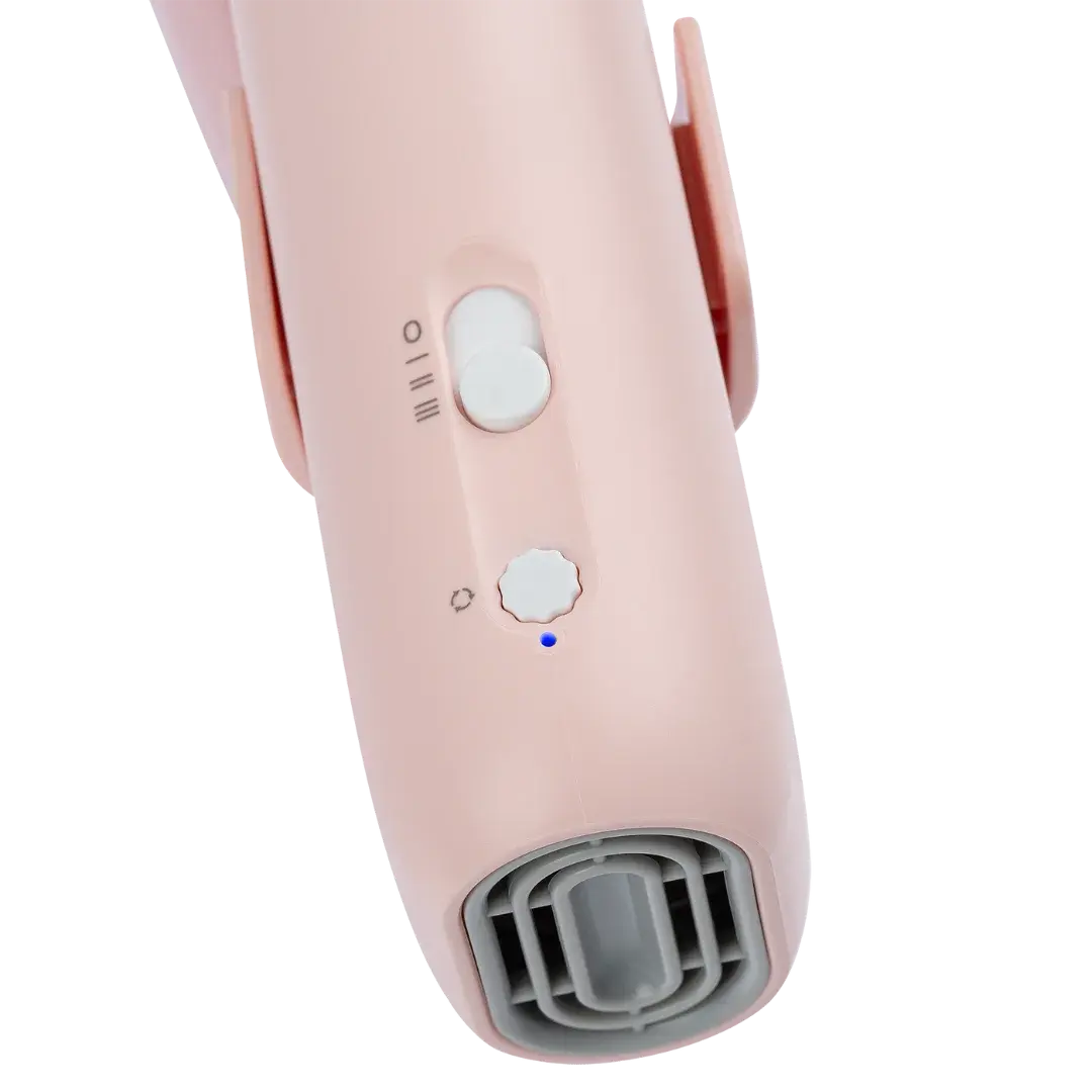 Mini Portable Neck Dryer by TZGroom,"Pink handheld dryer with control switch and front air vent"