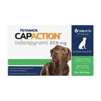 CapAction®,"Product box with dog image and 6-tablet label"