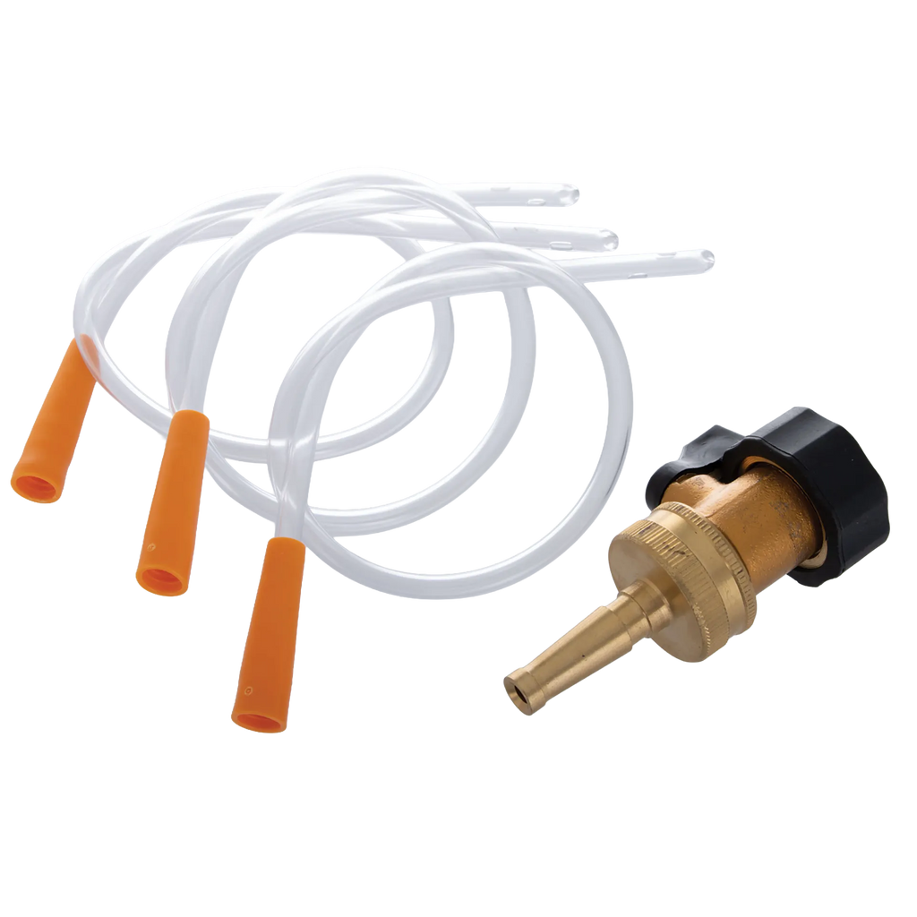 ARS Retained Placenta Kit,"Coiled clear tubes with orange caps and brass nozzle fitting"