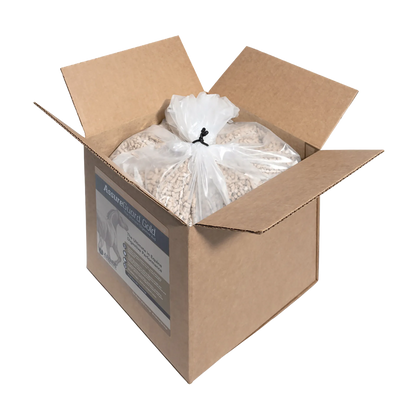 Assure® Guard Gold,"Open cardboard box with clear bag of pellets inside"