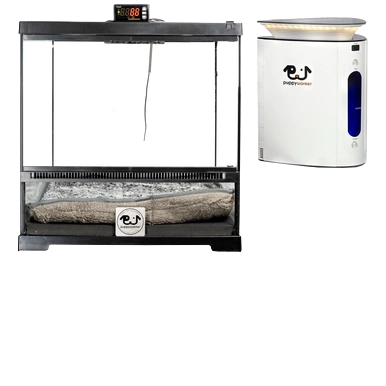 Puppywarmer Bundles,"Stainless pet incubator with bedding and white control unit"