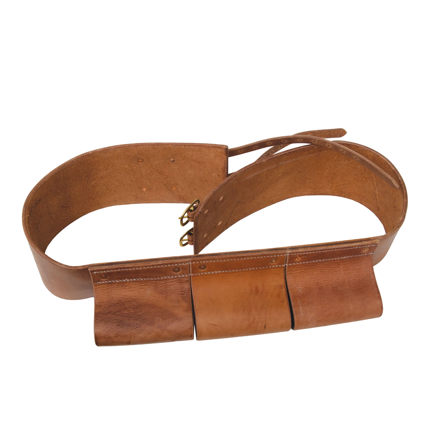 Bite Bar for phantom,"Brown leather belt with three attached pouches"