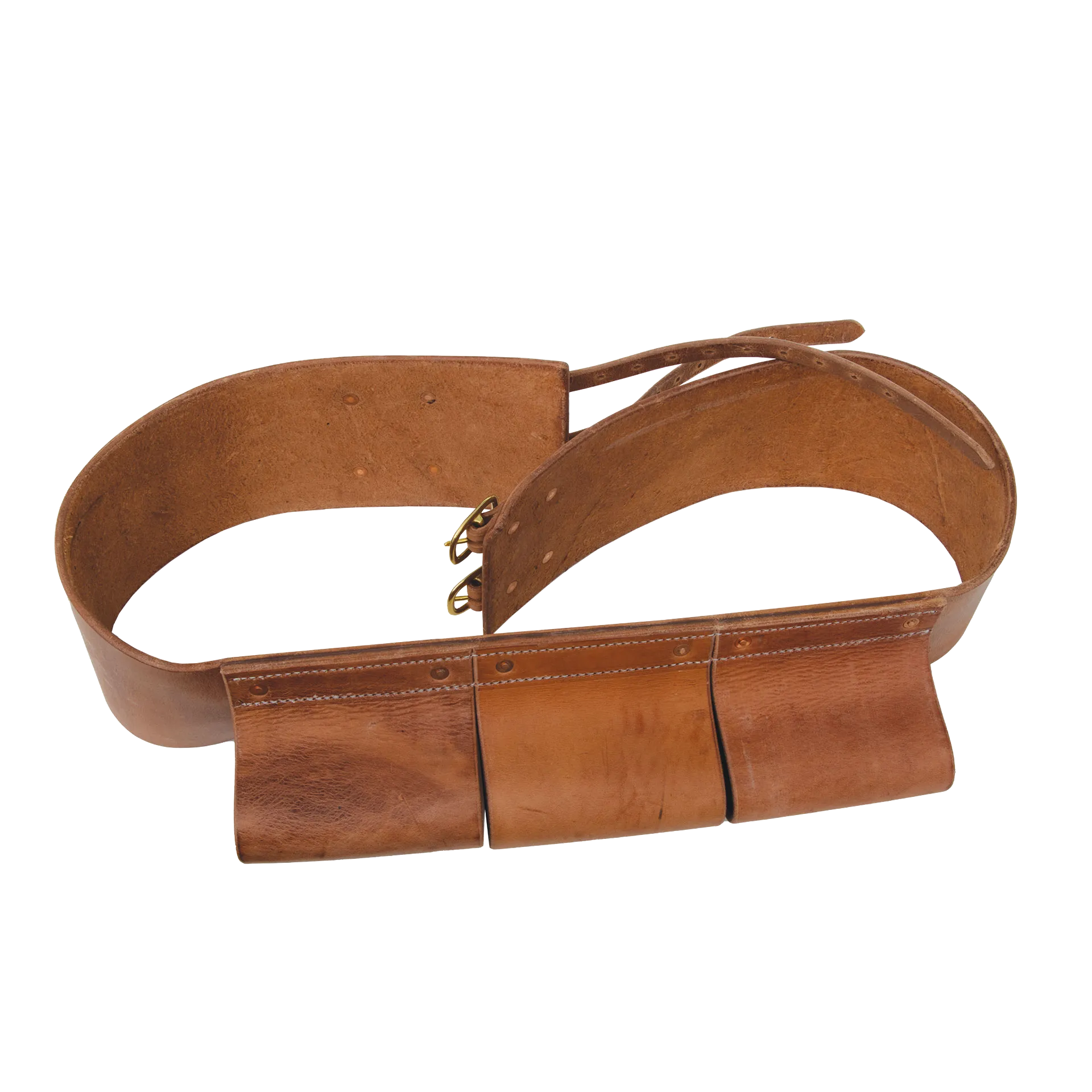 Bite Bar for phantom,"Brown leather belt with three attached pouches"
