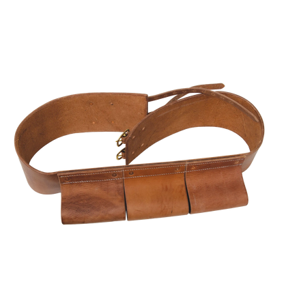 Bite Bar for phantom,"Brown leather belt with three attached pouches"