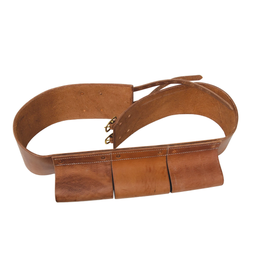 Bite Bar for phantom,"Brown leather belt with three attached pouches"