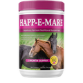 Happ-E-Mare,"White supplement jar with pink lid and horse label"