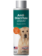 Anti-Diarrhea Liquid,"Bottle with silver cap and dog image on label"