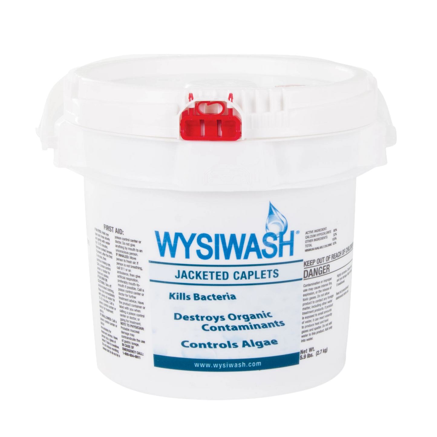 Wysiwash® Sanitizing System,"White plastic bucket with snap lid and red latch"
