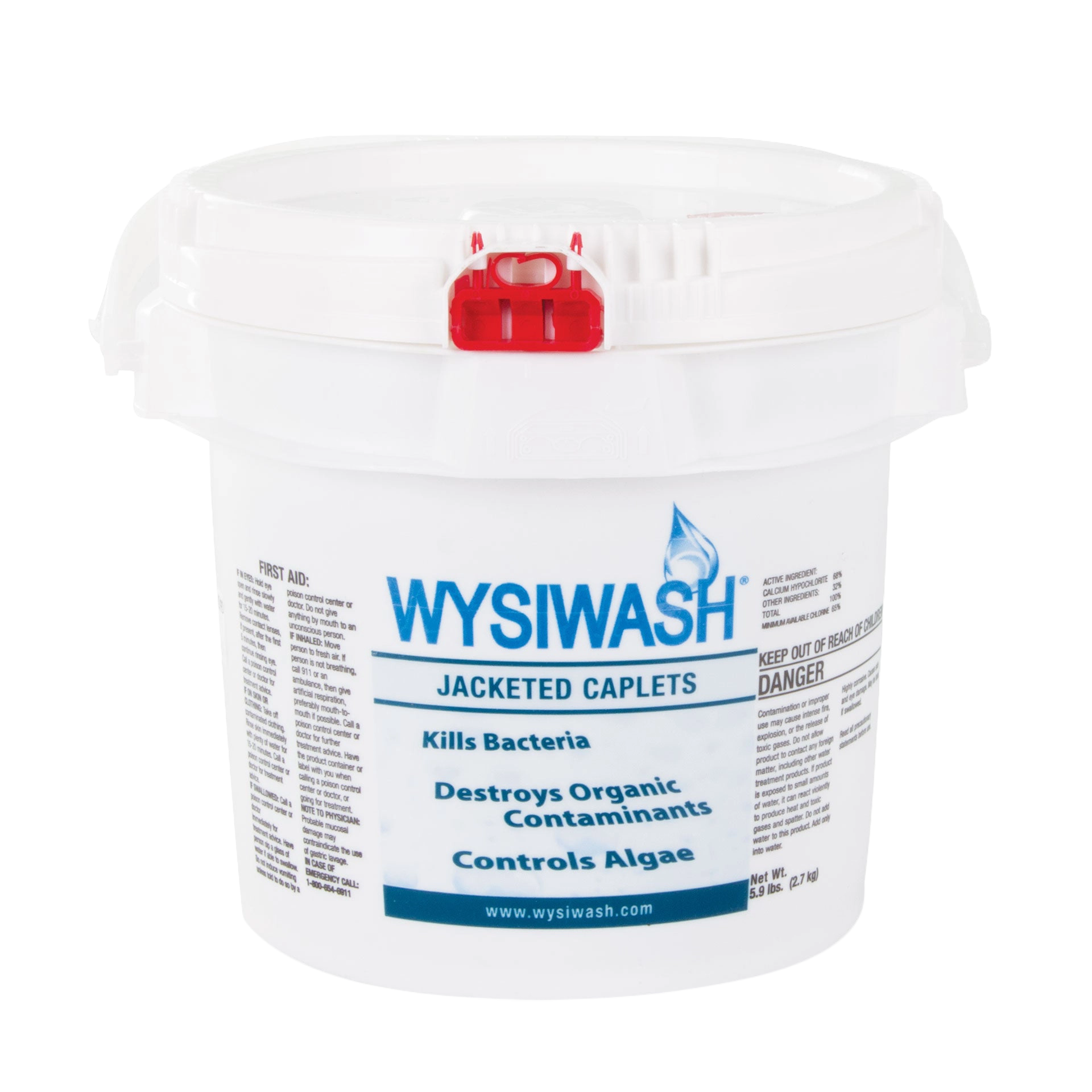 Wysiwash® Sanitizing System,"White plastic bucket with snap lid and red latch"