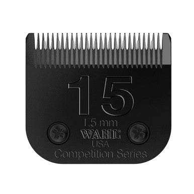 Wahl® Ultimate Competition Series Blades,"Black clipper blade with silver teeth, front view"