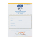 The EQUINEChip™,"Registration form card with bordered fields and registry logo"