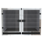 Module Stack Duo Dog Grooming Stainless Steel Cage by Waggz,"Double stainless steel cage with two barred doors and tray"