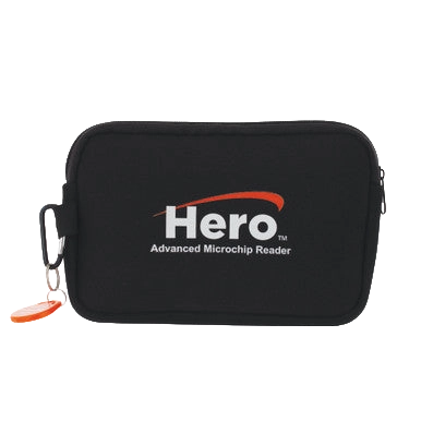 Hero™ Universal Microchip Scanner,"Black zippered carrying case with wrist strap"
