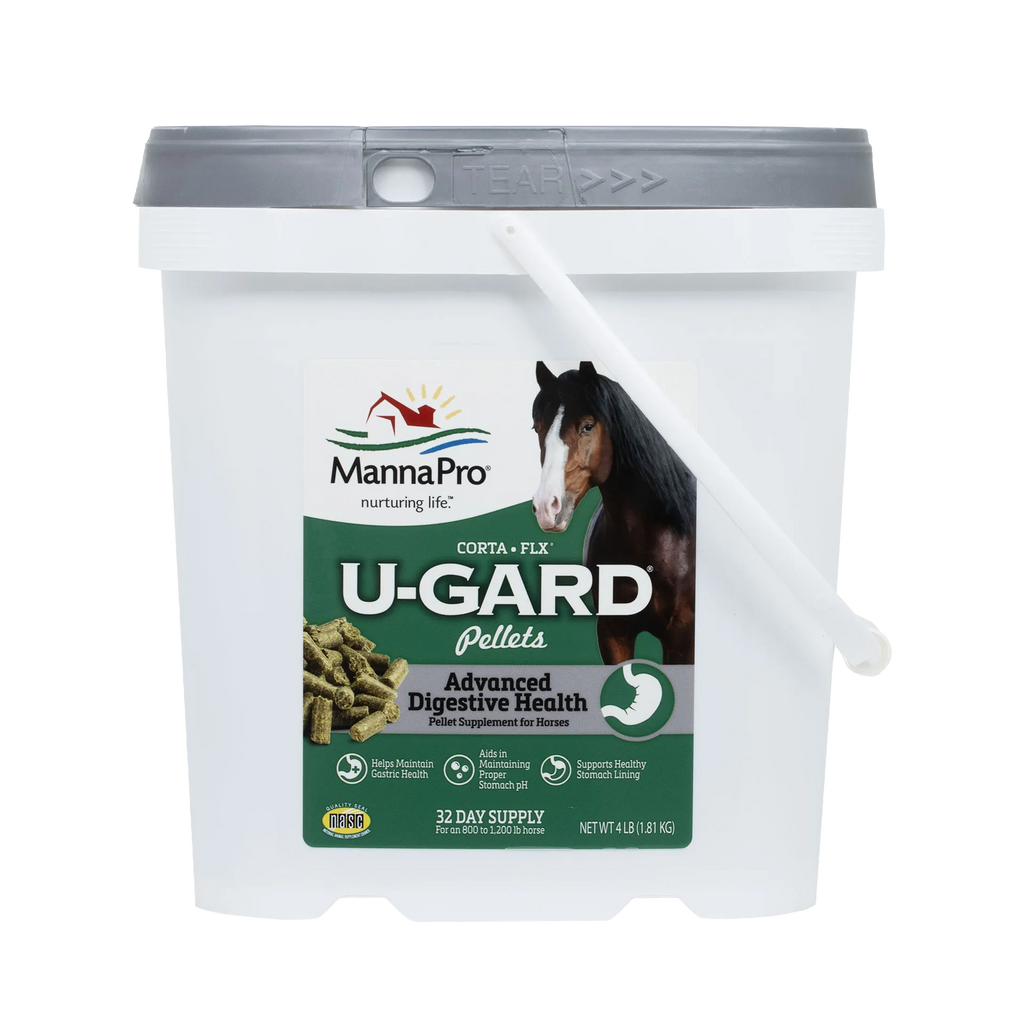 U-Gard® Pellets for Horses,"White bucket with gray lid and side handle"