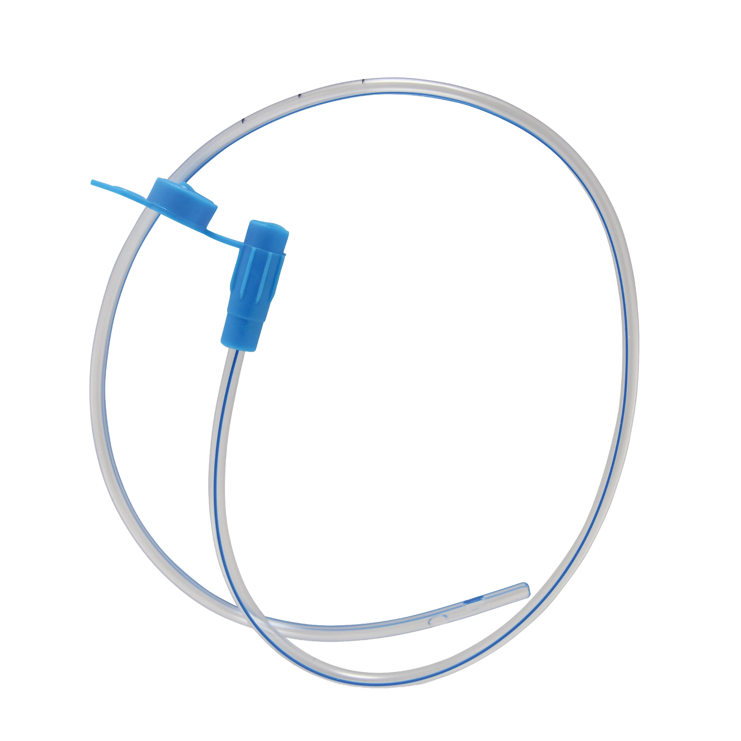Nasogastric Tube,"Clear tube with blue line and blue capped connector"