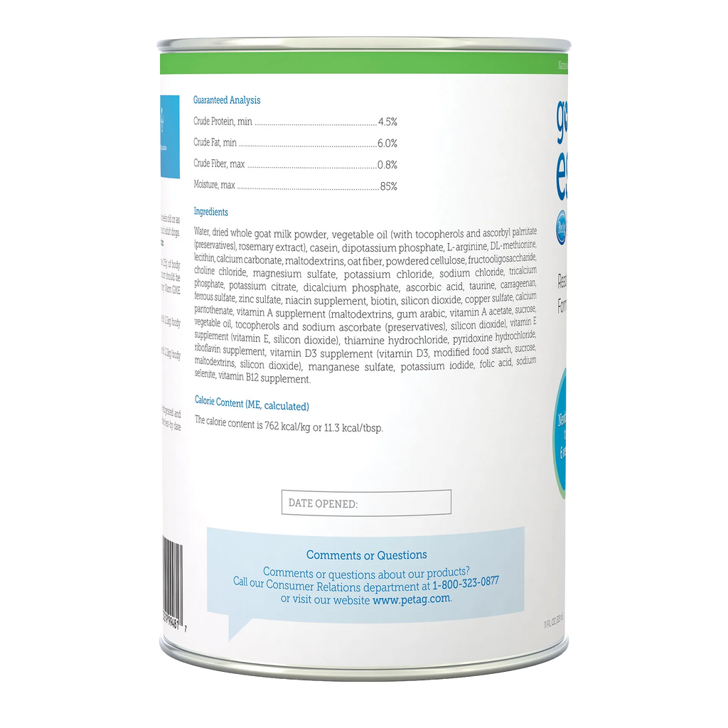 Goats Milk Esbilac® Puppies,"Back view of can with nutrition and ingredient panel"