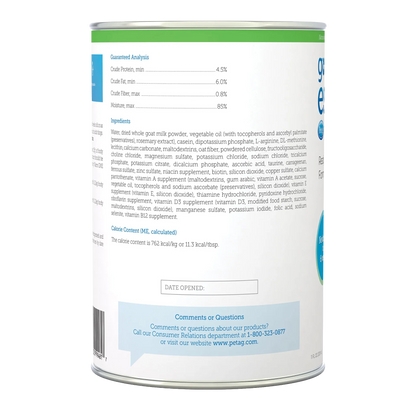 Goats Milk Esbilac® Puppies,"Back view of can with nutrition and ingredient panel"