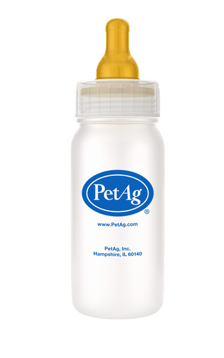PetAg Nurser Bottle for Small Animals,"White nursing bottle with yellow nipple and cap"