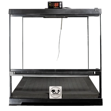 Puppywarmer® Puppy Incubator,"Black open-front incubator with digital display"