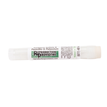 Amikacin Sulfate & Penicillin G Potassium,"White plastic tube with wraparound label"