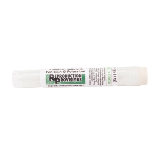 Amikacin Sulfate & Penicillin G Potassium,"White plastic tube with wraparound label"