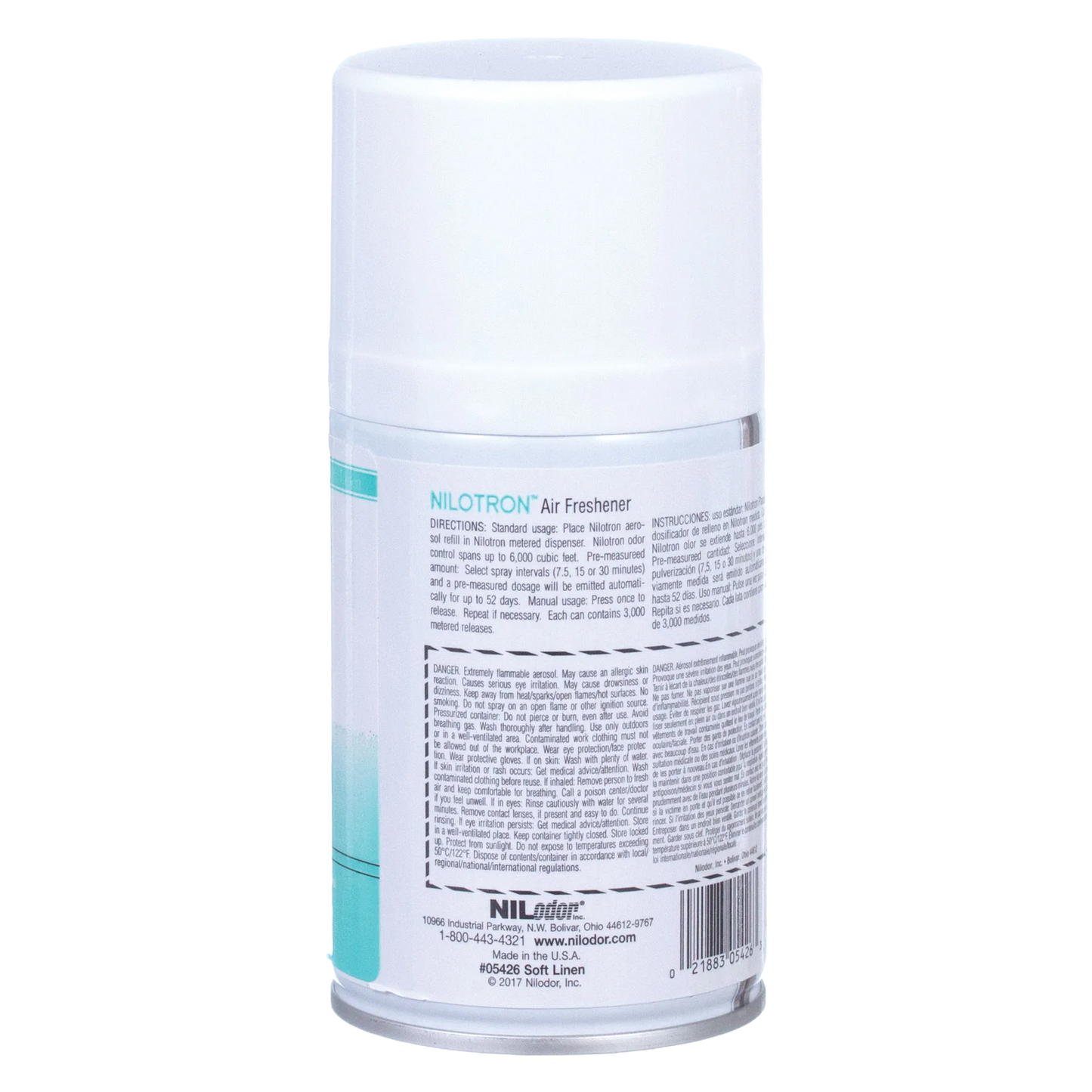 Nilodor Nilotron™ Designer Aerosols,"Aerosol can with white cap and back label"