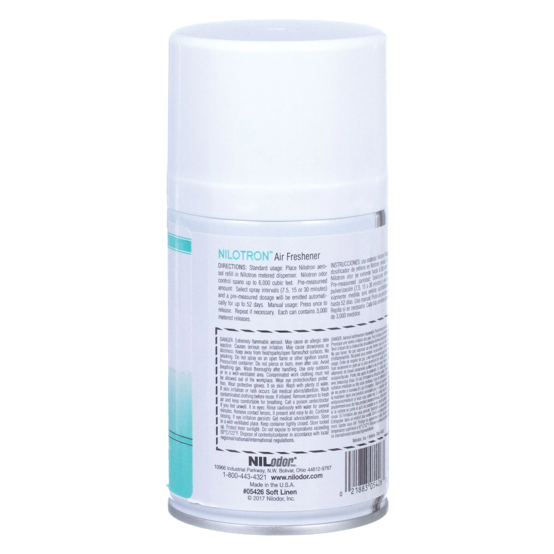 Nilodor Nilotron™ Designer Aerosols,"Aerosol can with white cap and back label"