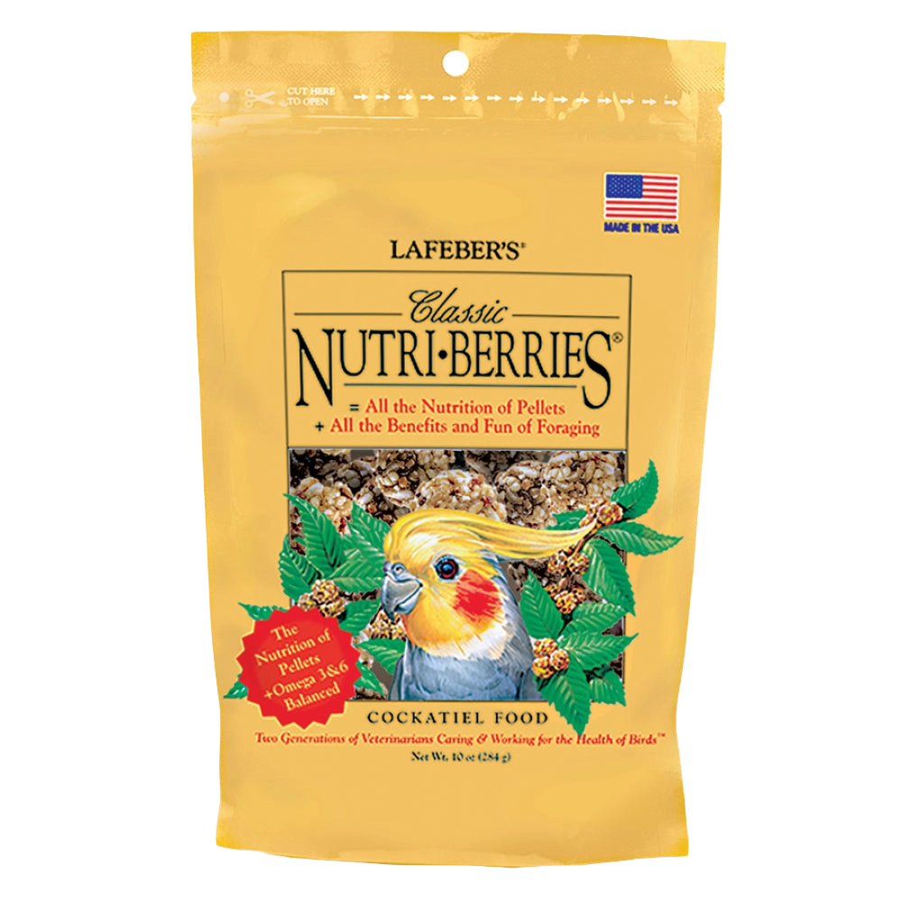 Lafeber Classic Nutri-Berries,"Yellow stand-up pouch with cockatiel illustration"