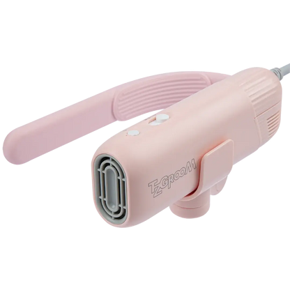 Mini Portable Neck Dryer by TZGroom,"Pink handheld dryer with curved handle and front vent"