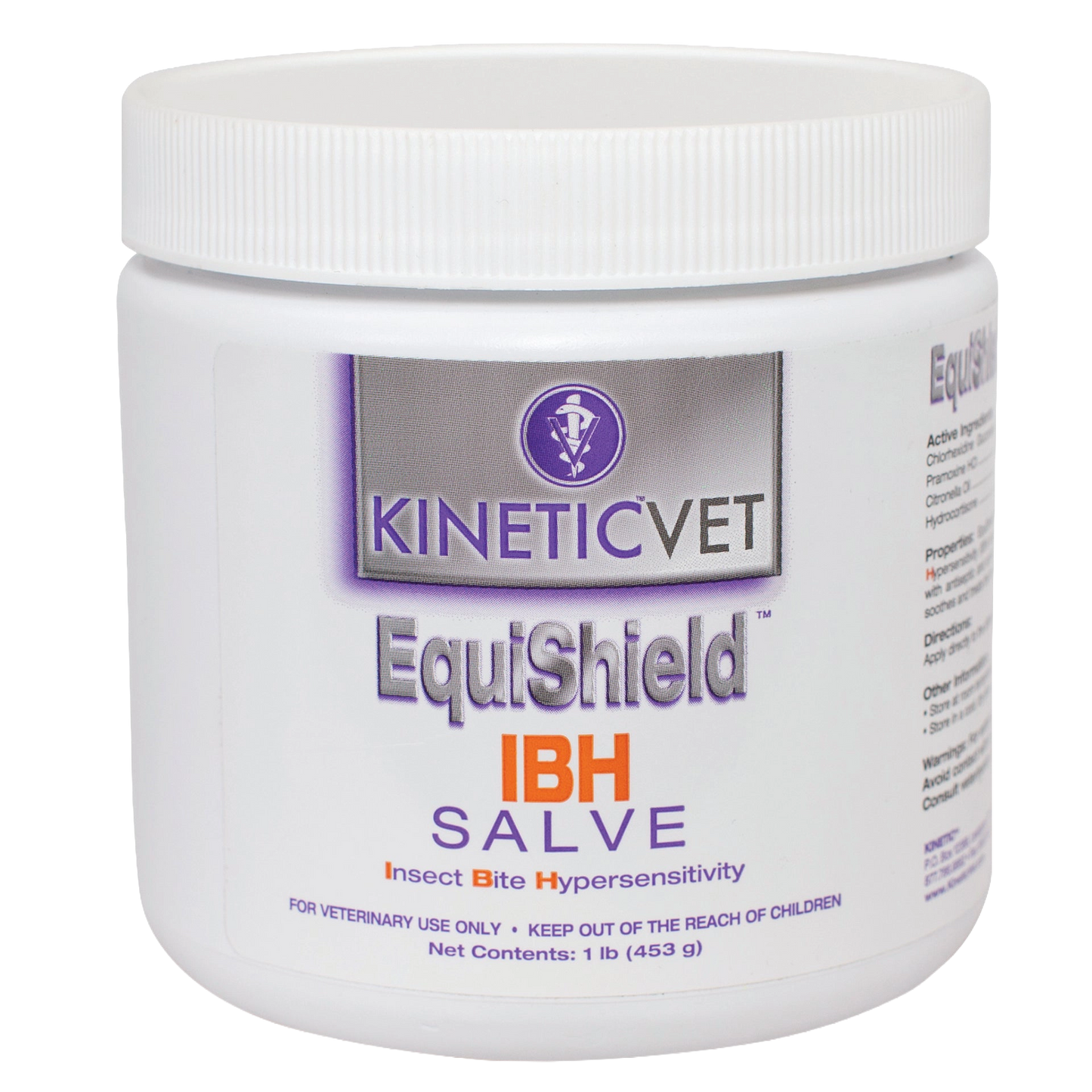 EquiShield® IBH Salve and Spray,"White plastic salve jar with ribbed screw-top lid"
